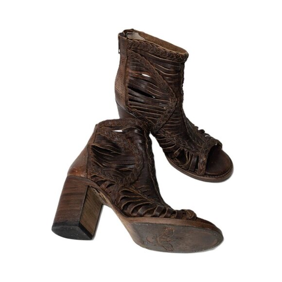 Freebird Bela Leather Braided Boho Heeled Boot SZ 6 Dark Brown Western - Picture 5 of 14